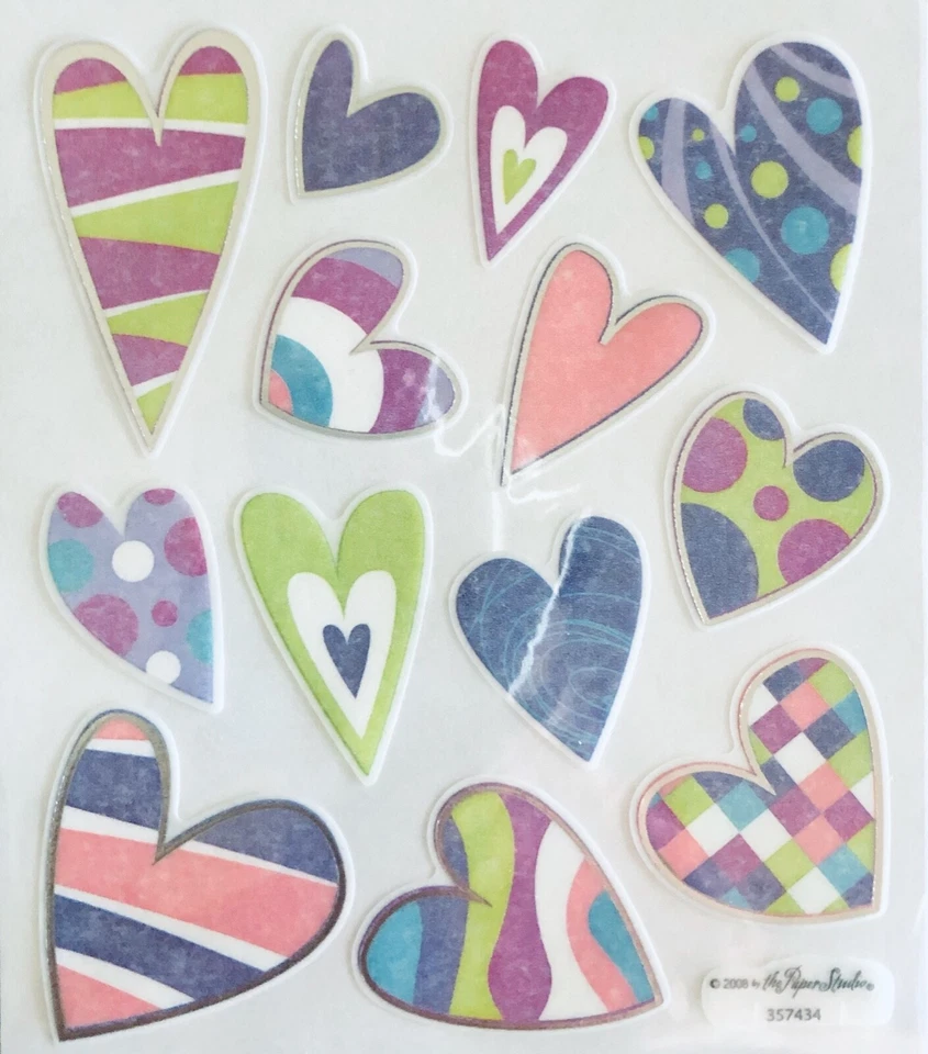 13 pegatinas de tarjetas artesanales retro Love Heart plateadas laminadas Foto 1 de 1