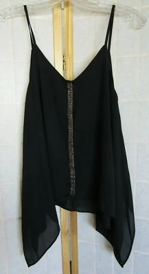 NWT EmmeLee Francesca's Black Beaded Sleeveless Sheer Lined Tank Top Women's XS - Image 1 of 4