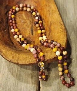 Real Stone Jasper Mala Necklace + Yoga & Meditation Kit - Picture 1 of 21