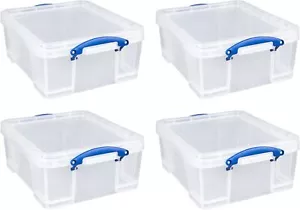 17L Stackable Storage Container 4 PACK w/ Snap Lid & Built-In Clip Lock Handles - Picture 1 of 9