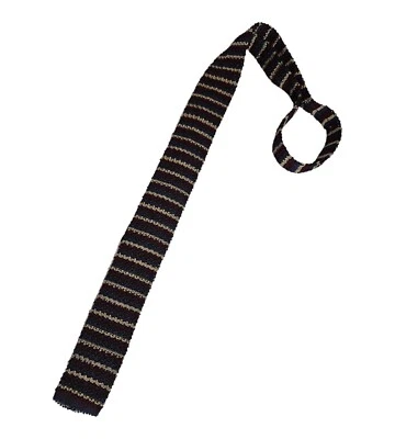 Corbata delgada BATTINELLI azul/dorado a rayas tejida seda DISEÑADOR ITALIA Foto 1 de 3