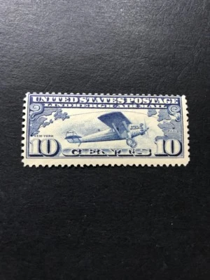 Scott C10- MVLH 10c Lindbergh Tribute Issue- US Airmail Stamp- 1927 unused mint - Image 1 of 2