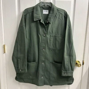 Old Navy Shacket Barn Chore Coat Jacket Workwear Denim 2X Button Front Shacket - Picture 1 of 6