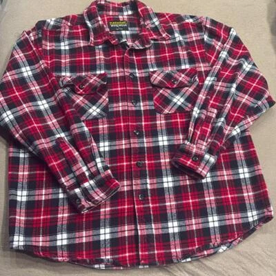 Camisa masculina confortável Dunlop Workwear flanela 100% algodão xadrez botão para baixo tamanho G! - Imagem 1 de 4