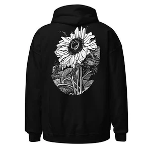 SUNFLOWER Back Print Hoodie Julie De Graag Art Heavy Blend Hooded Sweatshirt - Picture 1 of 7