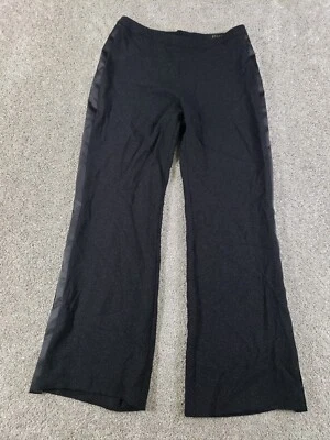 Pantalones de vestir para mujer Escada 42 negros lana metálica ribete satinado pierna ancha Foto 1 de 4