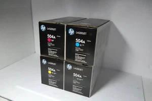 HP 504A Tonerkartusche Set CMYK CP3525 CE250A CE251A CE252A CE253A CM3530 NEU - Bild 1 von 5