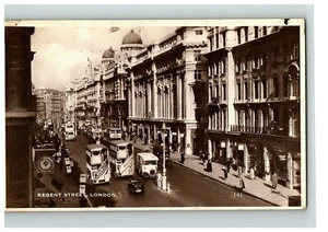 Street Regent Rppc London Postkarte alte Fotoszene London Busse England - Bild 1 von 3