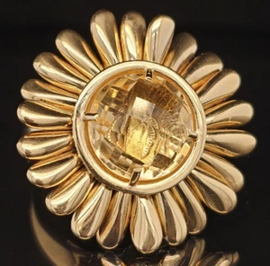 14K Gold Citrine Articulated Sunflower Spinner Ring Flower Petals Size 8 Italian - Picture 1 of 7