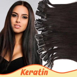14"-24" Keratin Flat U-Tip Real Remy Human Hair Extensions Fusion Nail 1g/ 0.5g - Picture 1 of 38