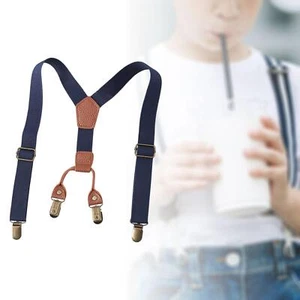 Boys Suspender Children Brace Solid Strong Metal Clips Pants Suspender - Picture 1 of 7