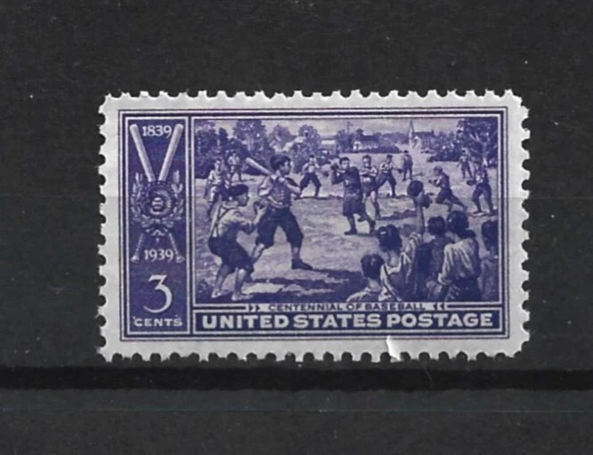 US Stamp-Scott-# 855-3c-Mint/NH-OG-1939-Sand Lot Baseball - Image 1 of 1