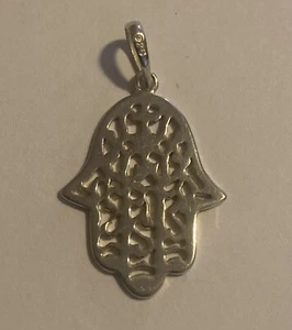 925 sterling silver Hamsa Hamza pendant Religious Jewish Muslim Jewelry - Bild 1 von 6