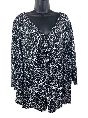 Блузка женская Merona размер 4 большой размер 2X 3X см. размеры черный белый топ - Изображение 1 из 4