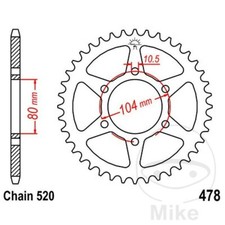 JT Rear Sprocket 46T 520P JTR478.46 Steel Kawasaki ZXR 400 L 1994
