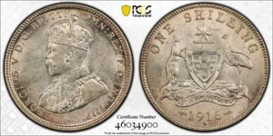 1916 M Australia PCGS MS 63 Secure Shilling Only 63 Listed on eBay SCARCE! - Picture 1 of 3