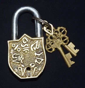 Candado diseño símbolo desconocido latón hecho a mano armario bloqueo seguridad candado BM331 - Imagen 1 de 6