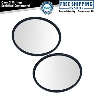 8.5" Round Convex Steel Mirror Pair Set Black Center Stud w/ Mounting Bracket - Picture 1 of 3