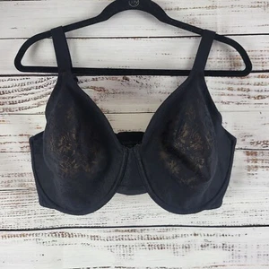 Reggiseno Vanity Fair 40DDD donna nero copertura completa ferretto pizzo overlay - Foto 1 di 16