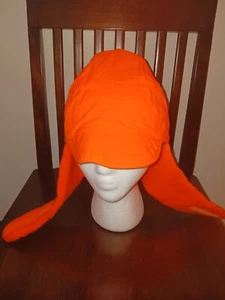 Columbia Orange Fleece Lined Trapper Style Hat Nylon Cap Ear Flaps Brim P/M - Picture 1 of 5