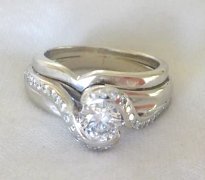 14k White Gold 0.42ct Euro Solitaire Diamond Ring Set - 6.04 gms, Sz 4.5, 0.58ct - Picture 1 of 13