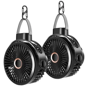 Odoland 2 Packs 10000mAh Camping Rechargeable Fan with Hanging Hook Carabiner - Picture 1 of 1