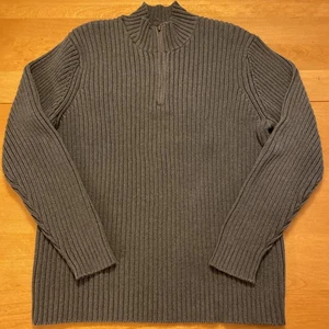 VINTAGE Lands End Pullover Erwachsene groß gerippt 1/4-Reißverschluss grün Baumwolle hergestellt in Japan - Bild 1 von 10