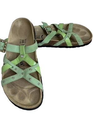 Betula Womens Green Sandals Size 7 With Studded Straps & Cork Footbed - Image 1 of 4