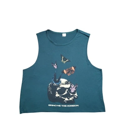 Bring Me The Horizon Skull Butterfly Tank M Emo Goth Grunge Alt Y2K Streetwear - Imagem 1 de 4