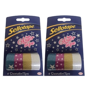 SELLOTAPE Glitzertape 4 Motive - 8 Rollen je 18mm x 3M Klebeband glitzernd - Bild 1 von 7