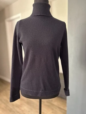 Suéter de cuello alto 100 % cachemir negro Lafayette 148 para mujer talla pequeña Foto 1 de 4