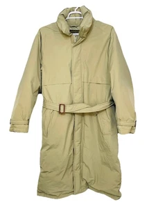 Vtg Eddie Bauer Coat Goose Down Gortex Large Full Lengh Tan Puffer Lined NO HOOD - Picture 1 of 7