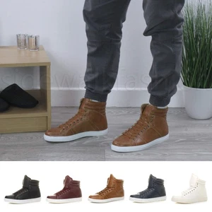 Herren Jungen Hoch Flach Leger Schnürschuhe Turnschuhe Stiefeletten Schuhe Größe - Bild 1 von 31