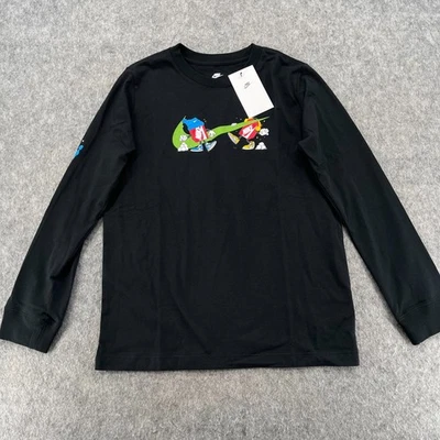 Nike Kids Long Sleeve Graphic T Shirt Size L Black NEW - Image 1 of 4