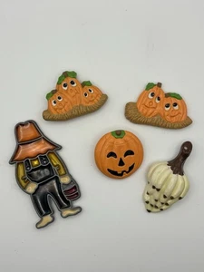 Vintage Herbst / Halloween 80er Jahre Magnete. 5 Stück. Handgefertigtes/geblasenes Glas/Keramik. - Bild 1 von 6
