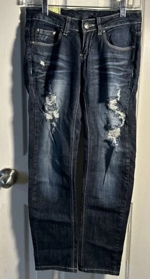 Machine Jeans Womens 26/1 Blue Skinny Nouvelle Mode Low Rise Dark Wash Denim - Image 1 of 4