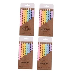 24-Count Rainbow Spiral Birthday Candles with Holders, Party Candles, Cake - Picture 1 of 6