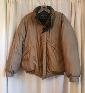 Member's Only Men's Size S Beige  Down Full Zip Puffer Leather Collar Jacket Vtg - Picture 1 of 7