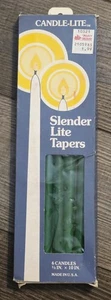 Vintage Weihnachten Candle-lites schlanke leichte Spitzkerzen 10" Box mit 6 grün - Bild 1 von 3