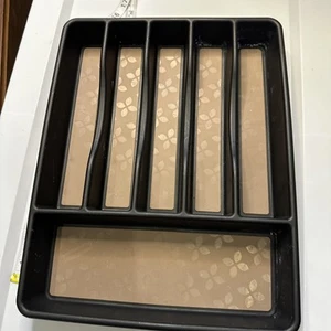Rubbermaid No-Slip Large, Silverware Tray Organizer, Black with Brown. - Picture 1 of 9