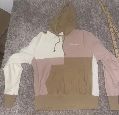 Suéter con Capucha Vintage Champion Mediano Clásico Y2K Polar Bloques de Color Rosa Hombres Foto 1 de 4