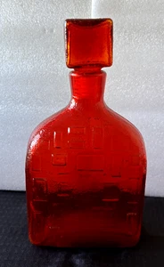 Mid Century 60er Jahre rot Empoli quadratisch Brutalist Squat Dekanter Italien - Bild 1 von 7