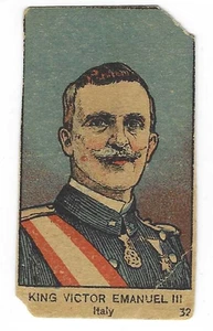 W545 WW1 Leaders King Victor Emanuel III Strip Trade Card Italy #32 - Picture 1 of 2