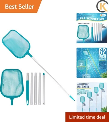 Red skimmer de hojas de piscina personalizable de 4' con secciones de mango de aluminio duraderas Foto 1 de 4