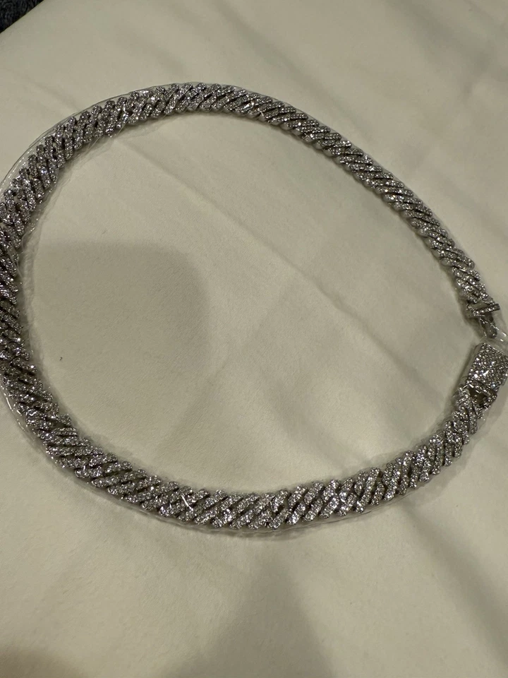 Bussdown Rapper Chain Moissanite Iced Out Fine Silver 20Inch Hip Hop Necklace - Image 1 of 4