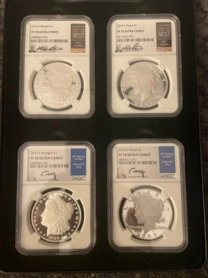 Morgan and Peace Dollar Coins with Signatures - Image 1 of 4
