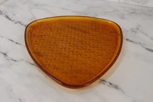 ANCHOR HOCKING Daisy & Button Snack Plate Triangle  Amber (No Cups)  EUC - Picture 1 of 3