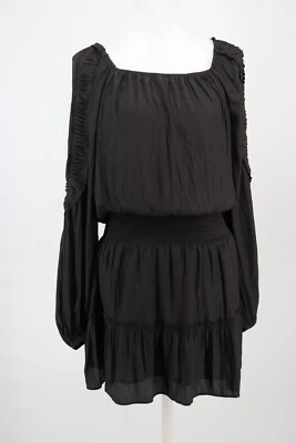 Ramy Brook Dress Women Small Black Smocked Waist Mini Long Sleeve Lined Pullover - Image 1 of 4