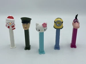 PEZ Lote de Cinco Muñeco de Nieve Stuart Minion Elvis Hello Kitty Dino ¡GENIAL! - Imagen 1 de 5