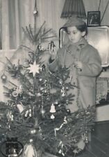 1965 Christmas Tree Kid Child Portrait TV Decorations vintage photo 178